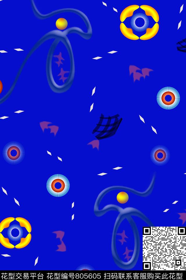 抽象飘落杂物潮流女装外套数码印花华亿平台下载（图片编号: 805605） - 瓦栏（Walan）