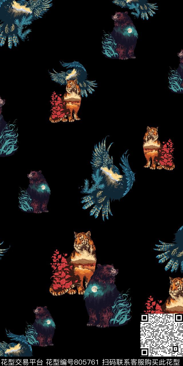 动物简单虎传统印花华亿平台下载（图片编号: 805761） - 瓦栏（Walan）