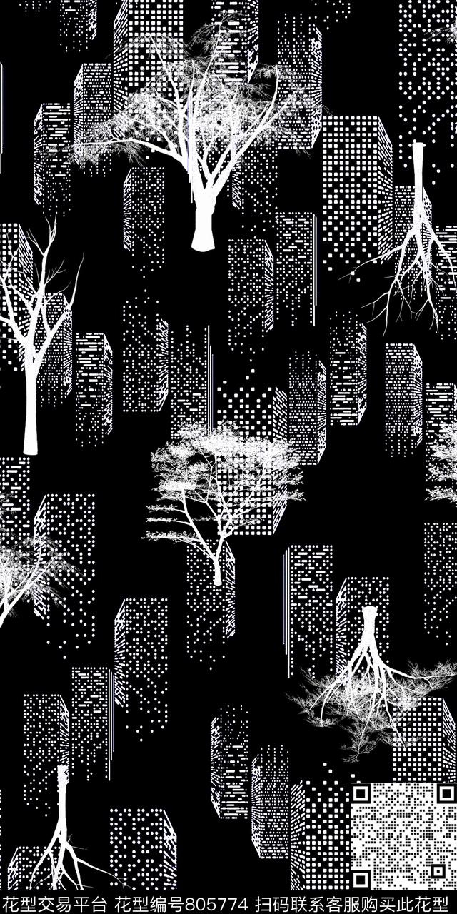 建筑树木传统传统印花华亿平台下载（图片编号: 805774） - 瓦栏（Walan）