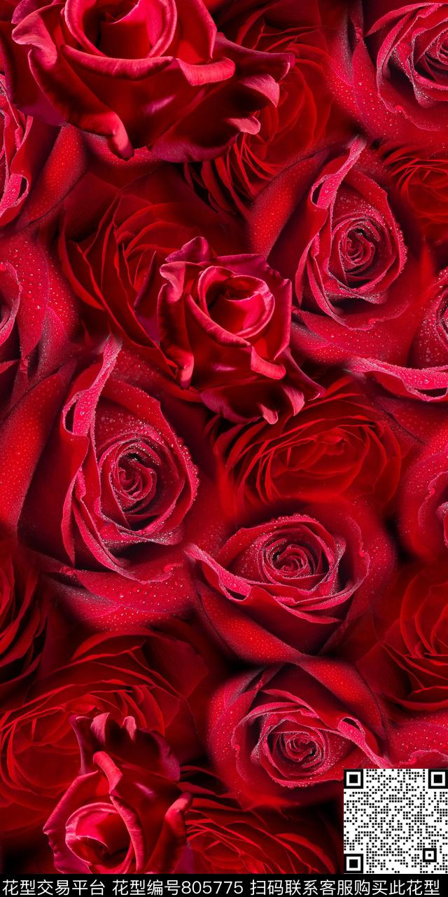 玫瑰花数码花卉数码印花华亿平台下载（图片编号: 805775） - 瓦栏（Walan）