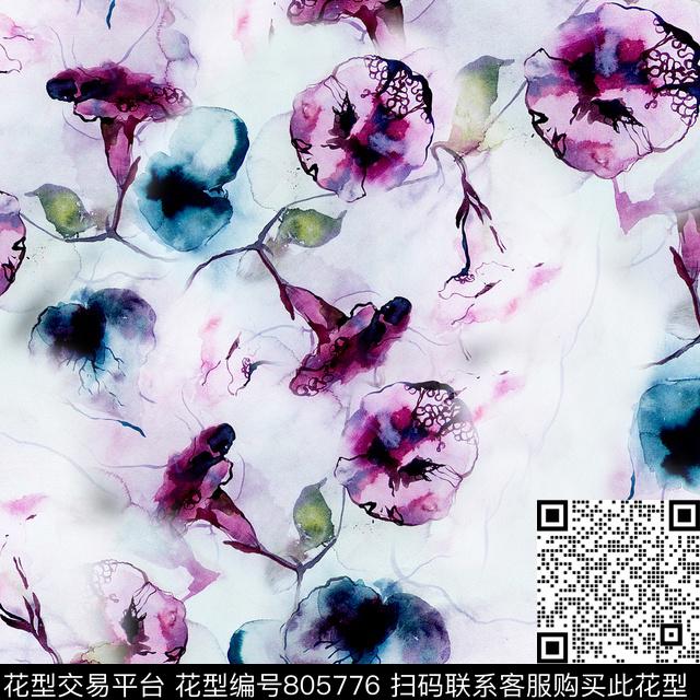 喇叭花水彩数码数码印花华亿平台下载（图片编号: 805776） - 瓦栏（Walan）