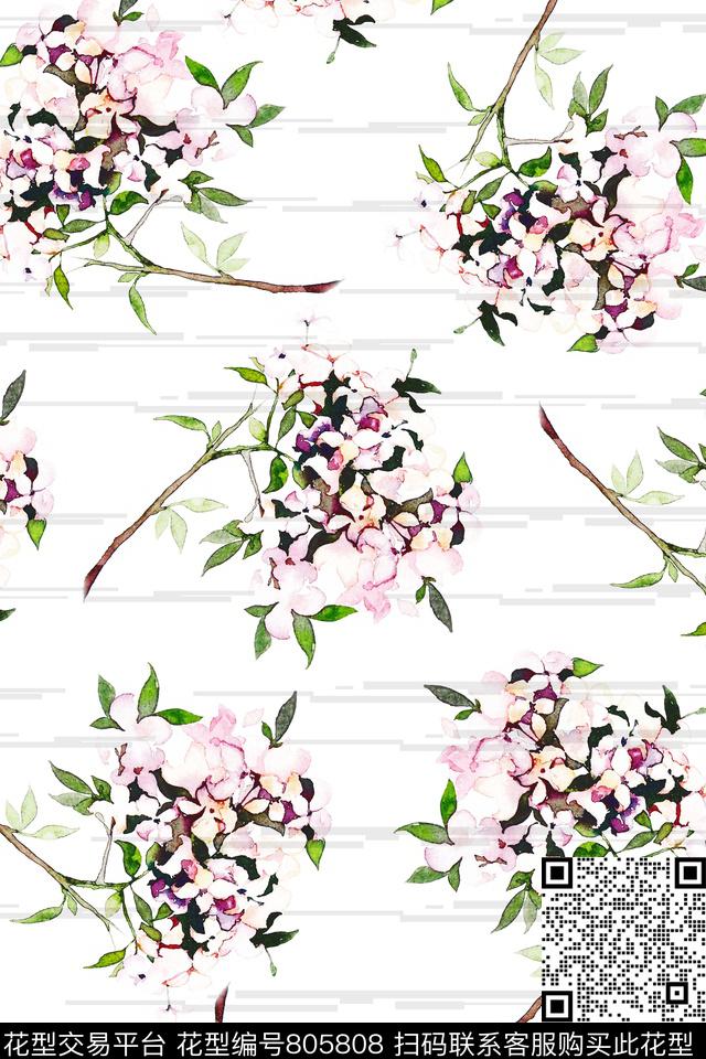 清新女装华亿平台花卉花朵数码印花华亿平台下载（图片编号: 805808） - 瓦栏（Walan）