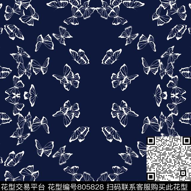 蝴蝶昆虫男装传统印花华亿平台下载（图片编号: 805828） - 瓦栏（Walan）