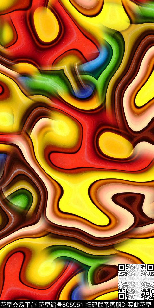 抽象几何五颜六色的圈圈数码印花华亿平台下载（图片编号: 805951） - 瓦栏（Walan）
