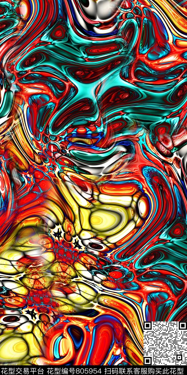 数码抽象五颜六色的彩条数码印花华亿平台下载（图片编号: 805954） - 瓦栏（Walan）