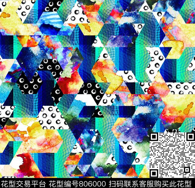 马赛克五角星几何数码印花华亿平台下载（图片编号: 806000） - 瓦栏（Walan）