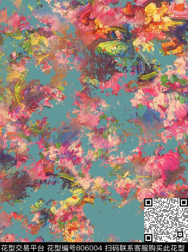 泼墨纹理笔触数码印花华亿平台下载（图片编号: 806004） - 瓦栏（Walan）