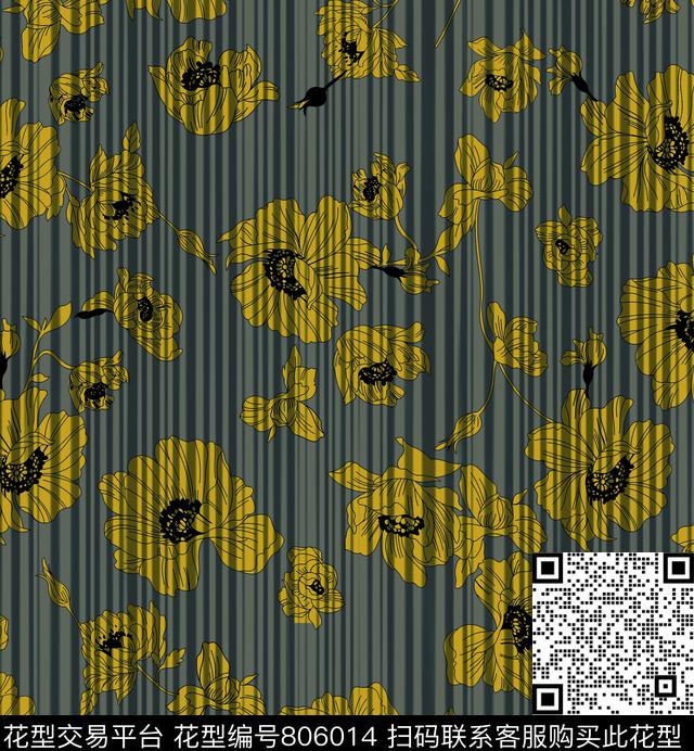 花朵花卉手绘传统印花华亿平台下载（图片编号: 806014） - 瓦栏（Walan）