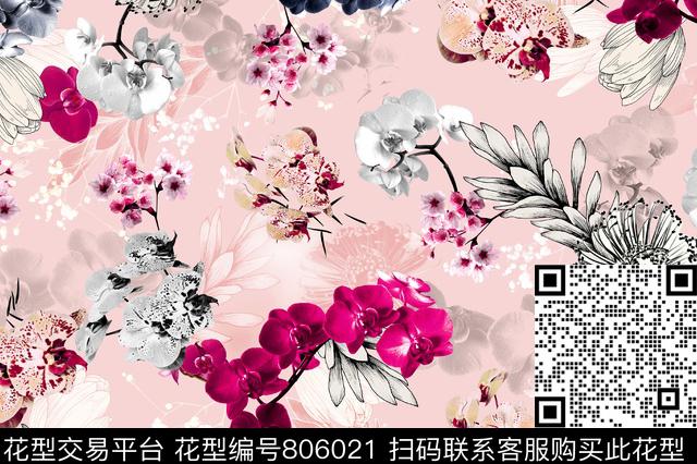 曼陀罗小碎花花朵数码印花华亿平台下载（图片编号: 806021） - 瓦栏（Walan）