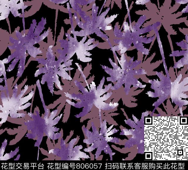 手绘椰子树水彩传统印花华亿平台下载（图片编号: 806057） - 瓦栏（Walan）