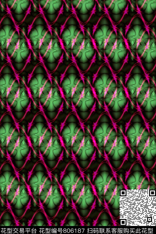 曲线波浪条纹条子数码印花华亿平台下载（图片编号: 806187） - 瓦栏（Walan）