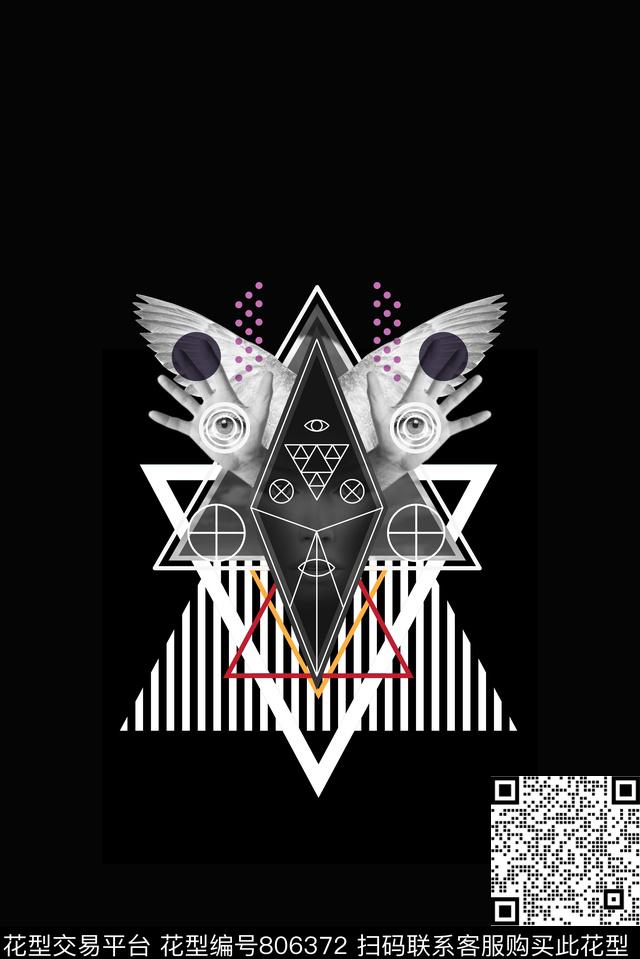 三角形方格菱形数码印花华亿平台下载（图片编号: 806372） - 瓦栏（Walan）