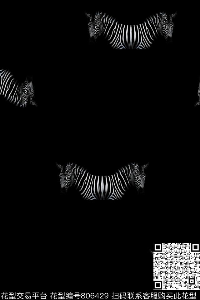 斑马趣味动物传统印花华亿平台下载（图片编号: 806429） - 瓦栏（Walan）