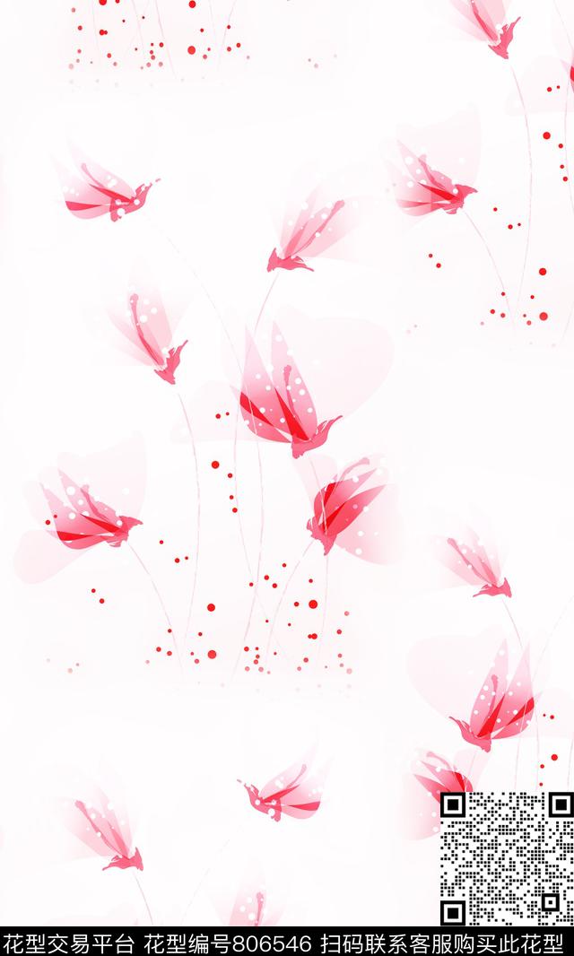 花朵花卉手绘花数码印花华亿平台下载（图片编号: 806546） - 瓦栏（Walan）
