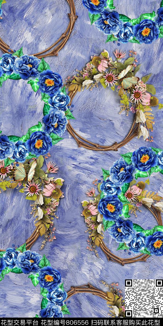 小碎花兰花花朵数码印花华亿平台下载（图片编号: 806556） - 瓦栏（Walan）