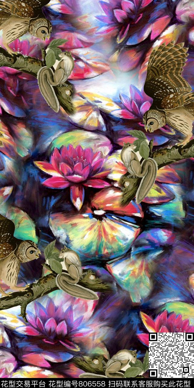 兰花玫瑰牡丹数码印花华亿平台下载（图片编号: 806558） - 瓦栏（Walan）