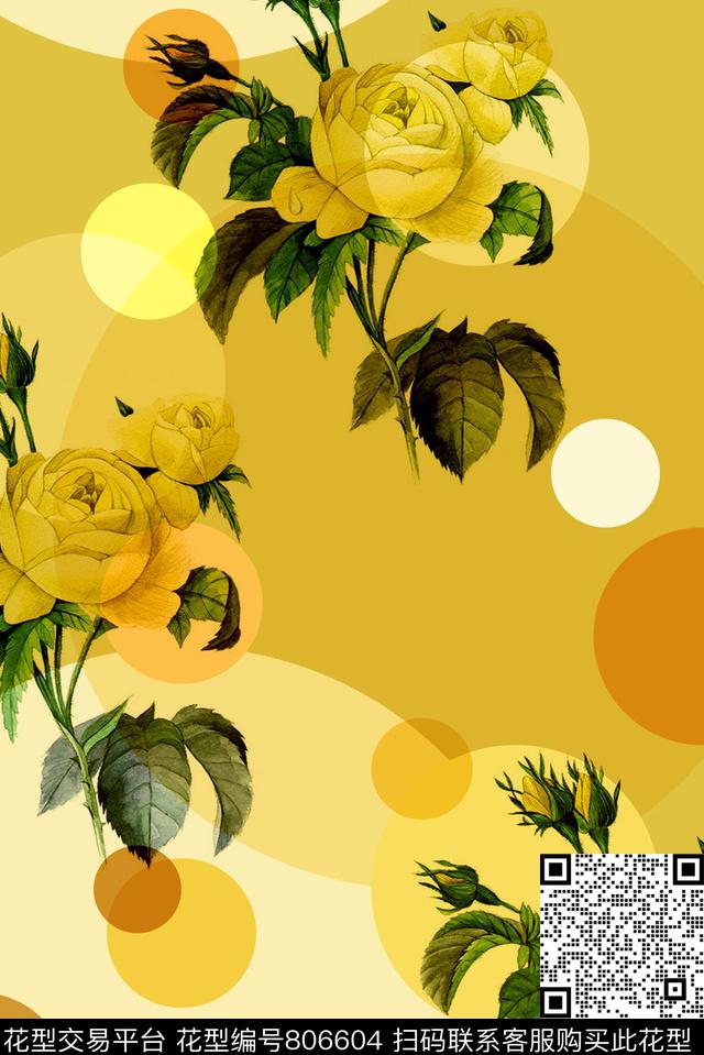 玫瑰潮流创意数码印花华亿平台下载（图片编号: 806604） - 瓦栏（Walan）