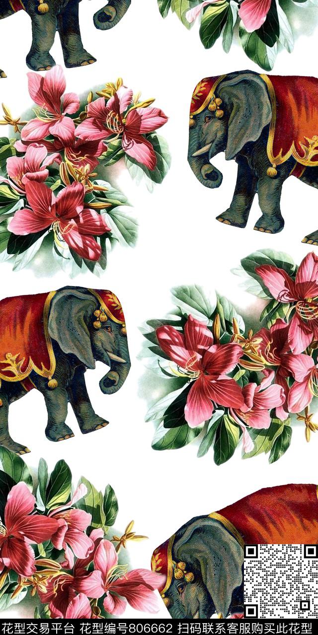 牡丹花卉花朵数码印花华亿平台下载（图片编号: 806662） - 瓦栏（Walan）