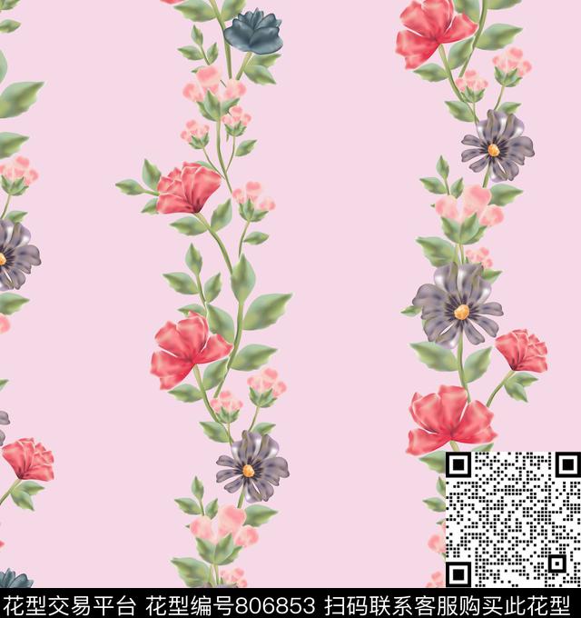 花朵花卉手绘传统印花华亿平台下载（图片编号: 806853） - 瓦栏（Walan）