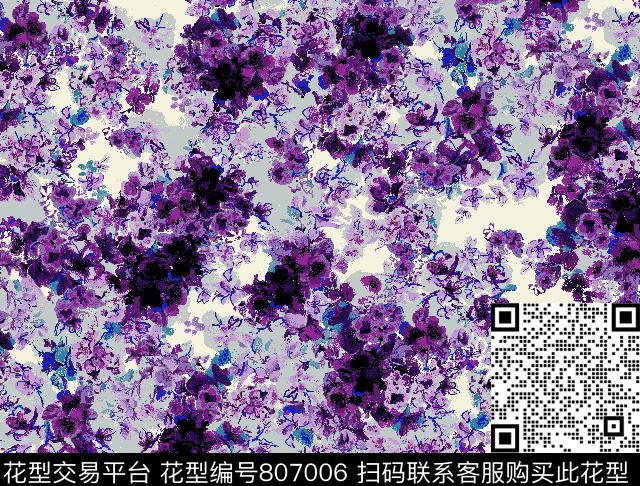 乱花花朵花卉数码印花华亿平台下载（图片编号: 807006） - 瓦栏（Walan）