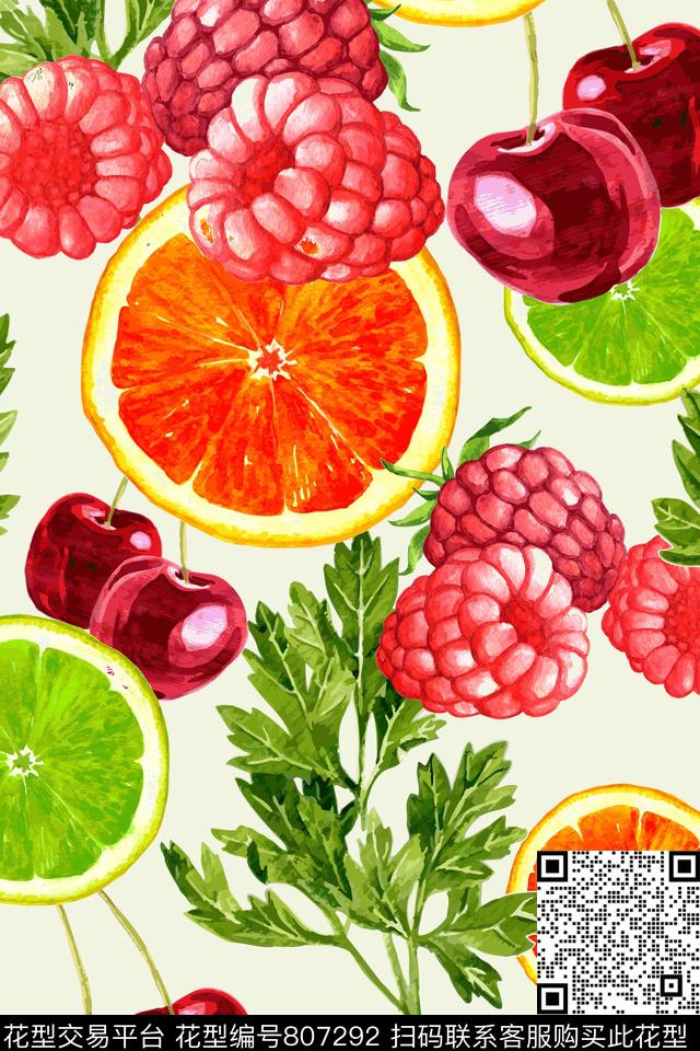 蔬菜趣味水果数码印花华亿平台下载（图片编号: 807292） - 瓦栏（Walan）
