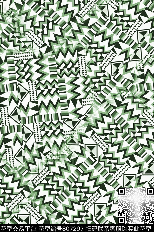 抽象方形变化数码印花华亿平台下载（图片编号: 807297） - 瓦栏（Walan）