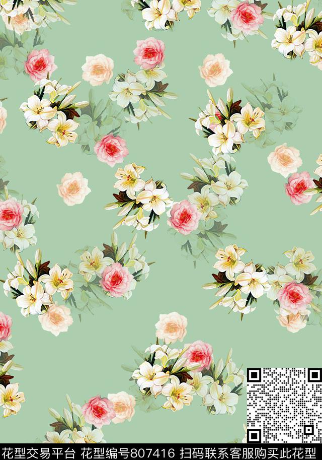 小碎花睡衣女装数码印花华亿平台下载（图片编号: 807416） - 瓦栏（Walan）