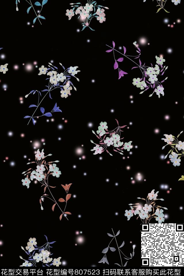 乱花花朵花卉数码印花华亿平台下载（图片编号: 807523） - 瓦栏（Walan）