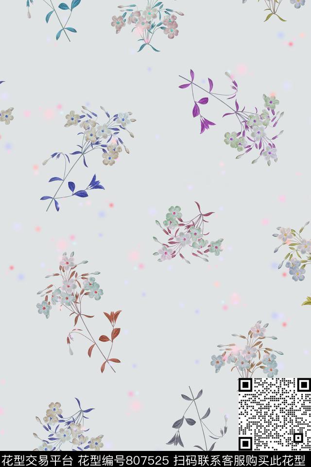 乱花花朵花卉数码印花华亿平台下载（图片编号: 807525） - 瓦栏（Walan）