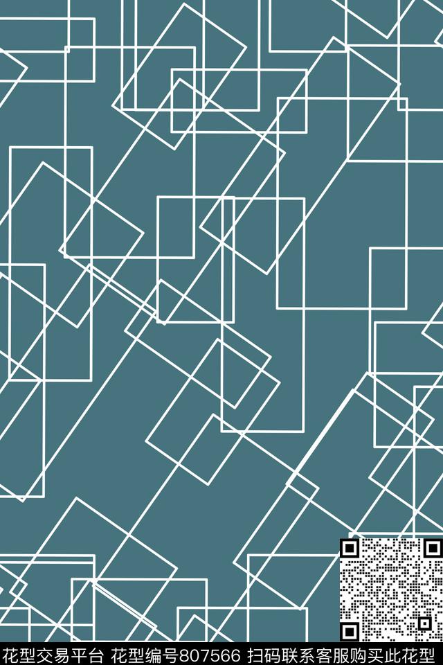不规则几何方格三角形数码印花华亿平台下载（图片编号: 807566） - 瓦栏（Walan）