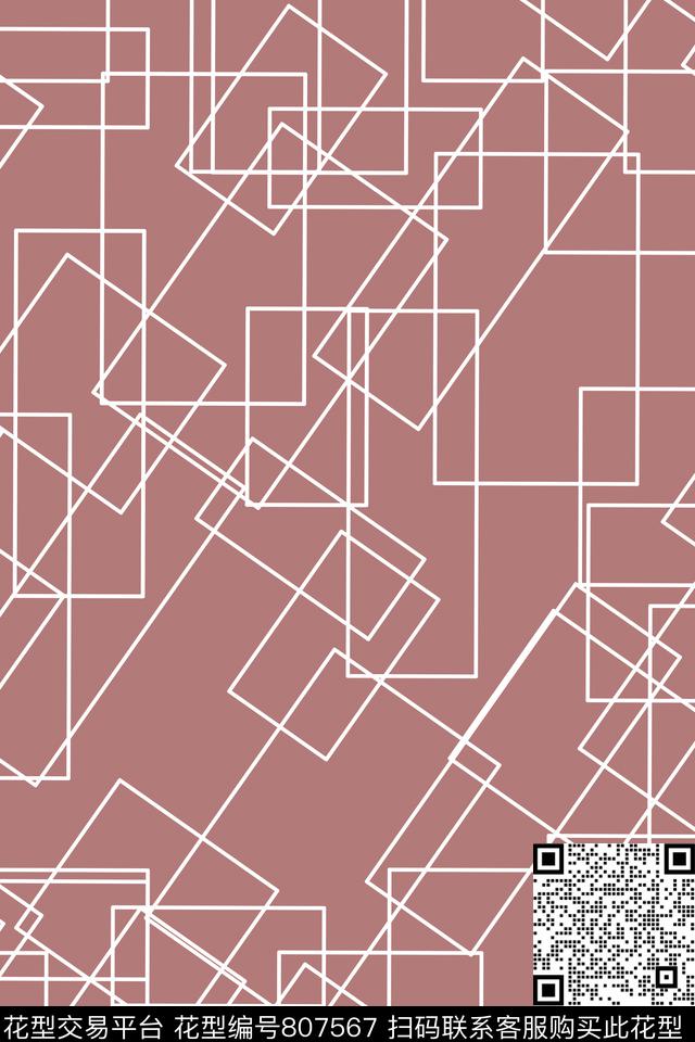 不规则几何方格三角形数码印花华亿平台下载（图片编号: 807567） - 瓦栏（Walan）