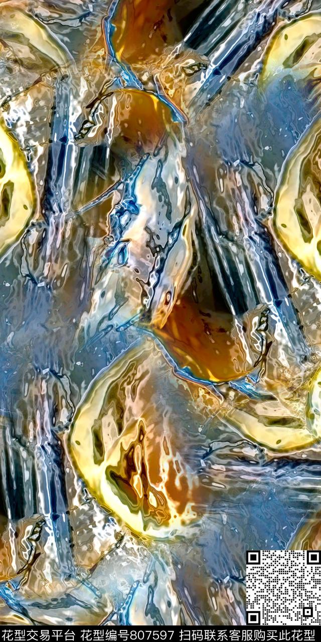 乱花抽象满版花数码印花华亿平台下载（图片编号: 807597） - 瓦栏（Walan）