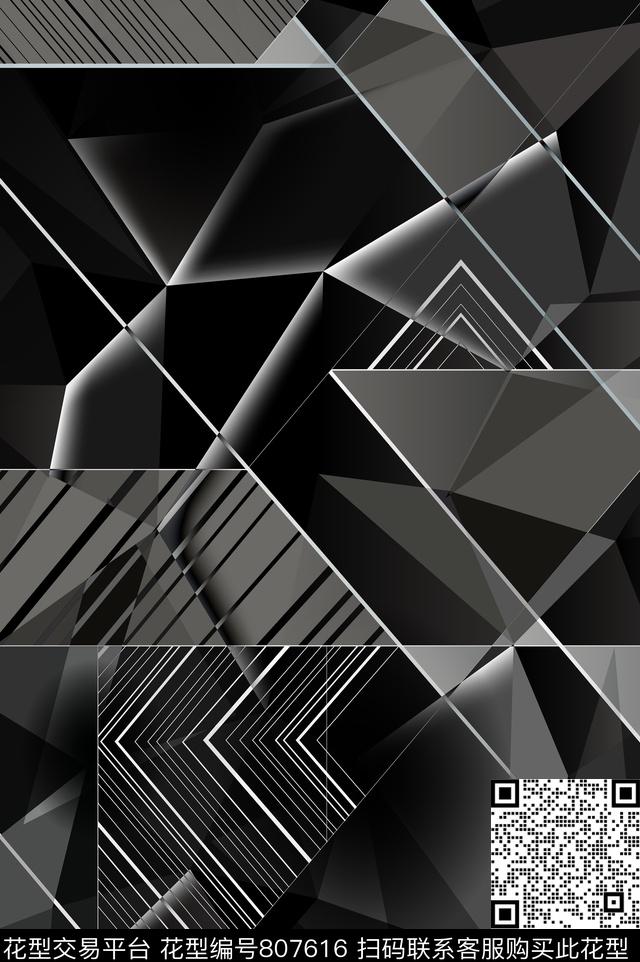 条纹数码印花女装数码印花华亿平台下载（图片编号: 807616） - 瓦栏（Walan）