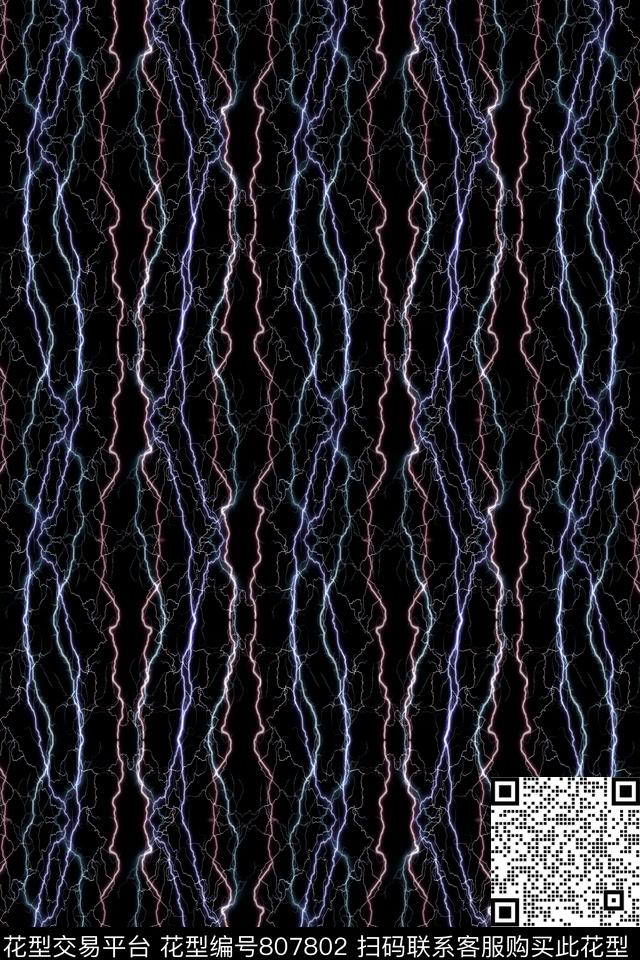 曲线波浪条纹条子数码印花华亿平台下载（图片编号: 807802） - 瓦栏（Walan）