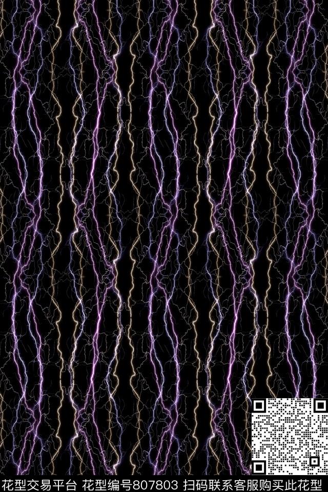曲线波浪条纹条子数码印花华亿平台下载（图片编号: 807803） - 瓦栏（Walan）