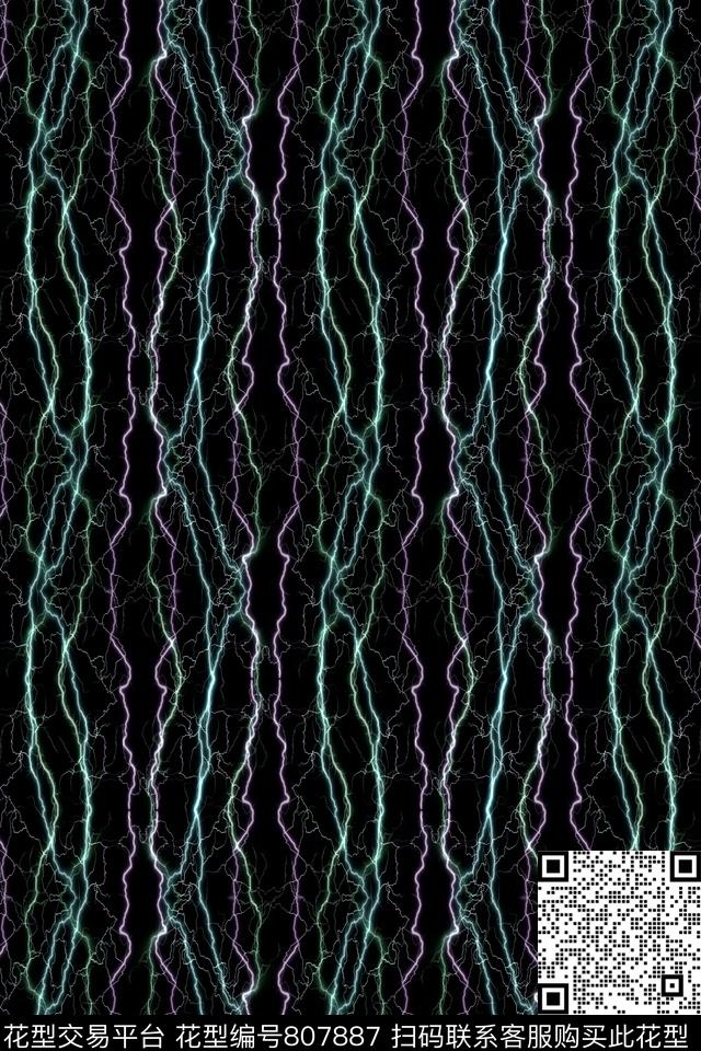 曲线波浪条纹条子数码印花华亿平台下载（图片编号: 807887） - 瓦栏（Walan）