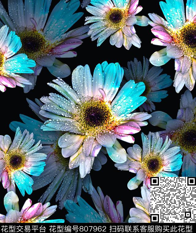 时尚花卉花卉大花数码印花华亿平台下载（图片编号: 807962） - 瓦栏（Walan）