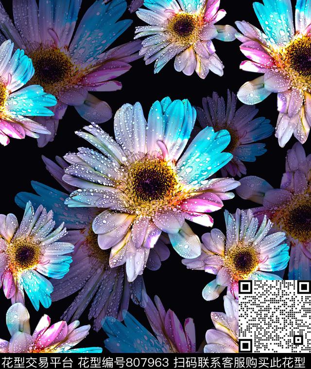 时尚花卉花卉大花数码印花华亿平台下载（图片编号: 807963） - 瓦栏（Walan）