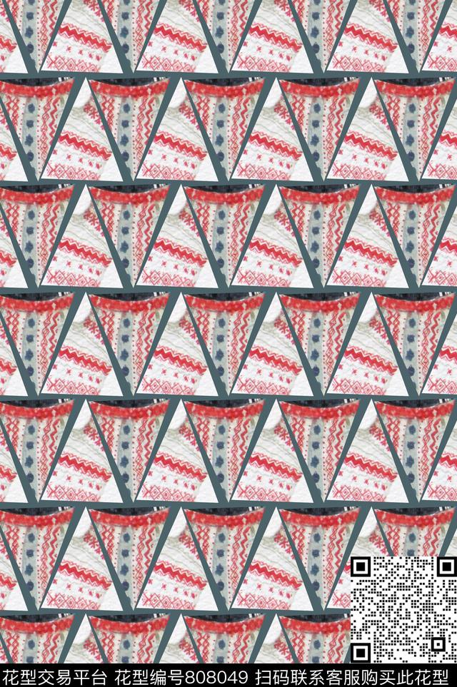 几何民族风抽象数码印花华亿平台下载（图片编号: 808049） - 瓦栏（Walan）
