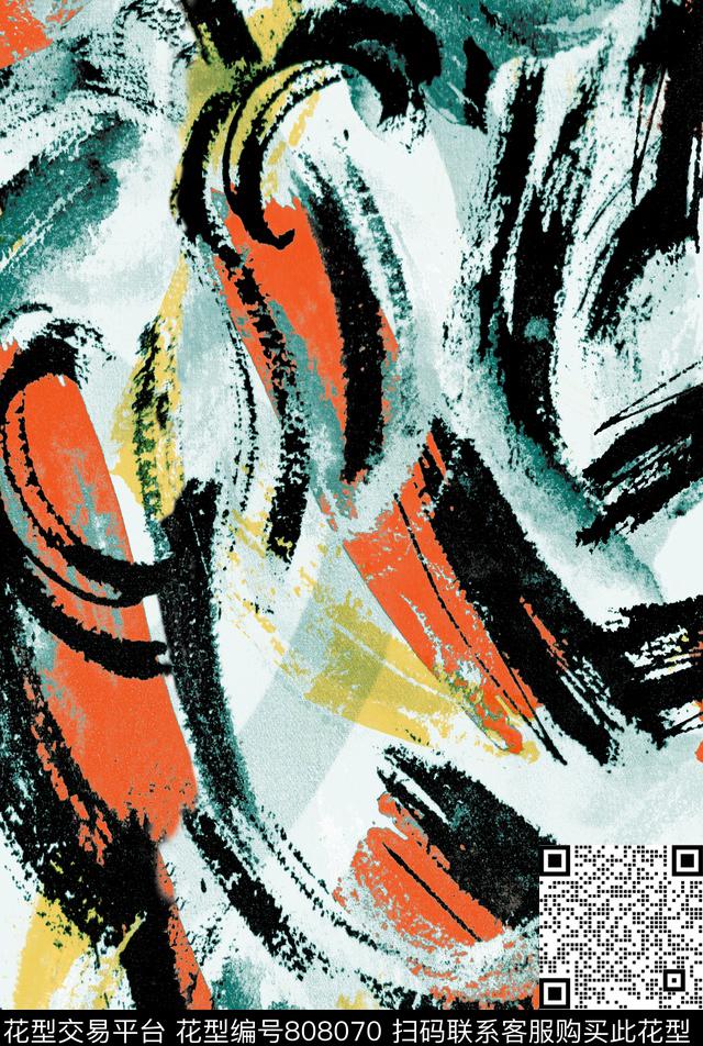 抽象肌理笔刷数码印花华亿平台下载（图片编号: 808070） - 瓦栏（Walan）