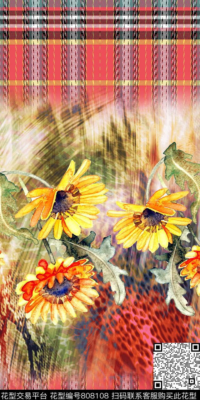虎皮花卉渐变数码印花华亿平台下载（图片编号: 808108） - 瓦栏（Walan）