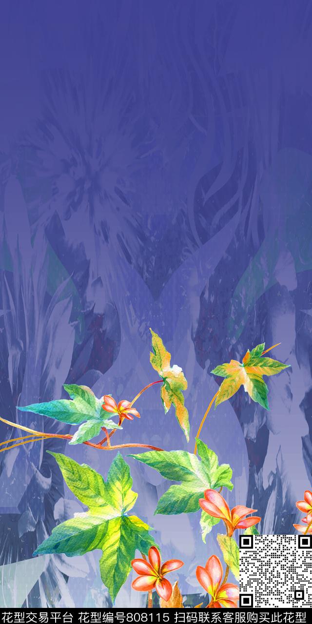 叶子渐变几何数码印花华亿平台下载（图片编号: 808115） - 瓦栏（Walan）