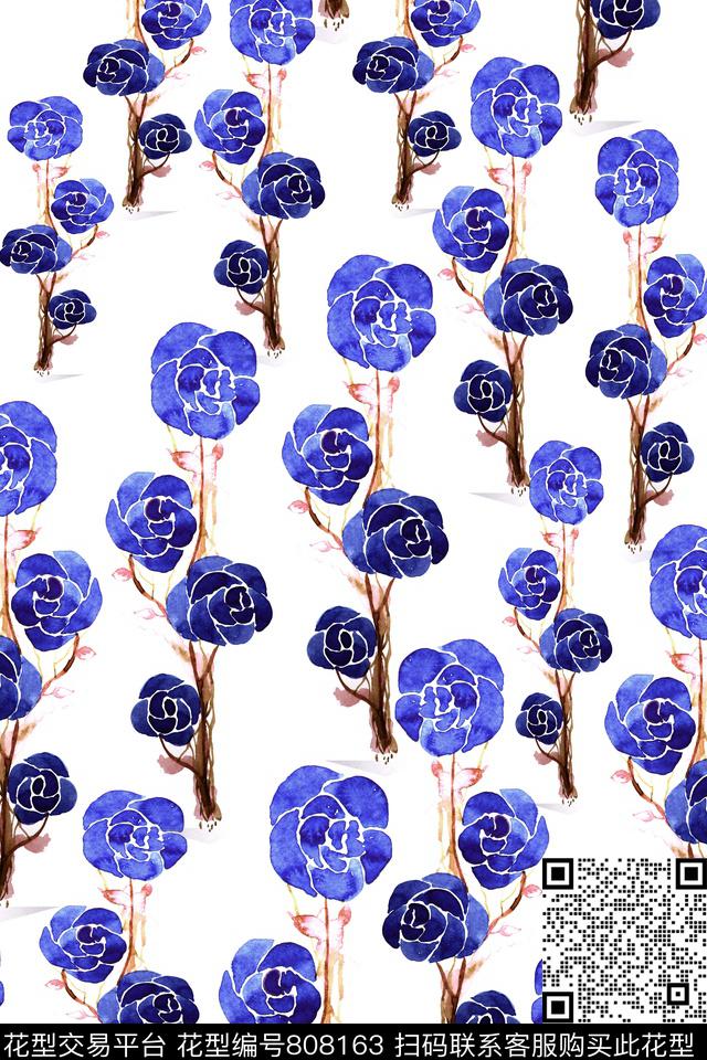 小碎花花卉玫瑰数码印花华亿平台下载（图片编号: 808163） - 瓦栏（Walan）