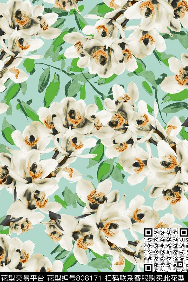 小碎花手绘花卉数码印花华亿平台下载（图片编号: 808171） - 瓦栏（Walan）