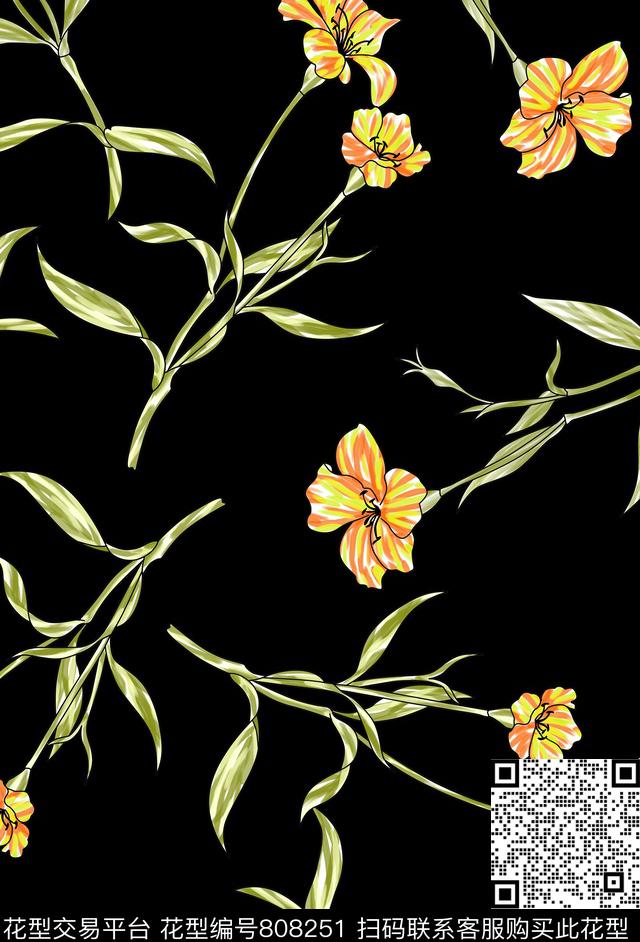 时尚女装花卉数码印花华亿平台下载（图片编号: 808251） - 瓦栏（Walan）