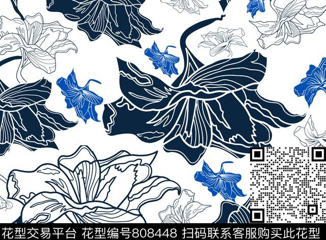 男装花朵几何花朵数码印花华亿平台下载（图片编号: 808448） - 瓦栏（Walan）