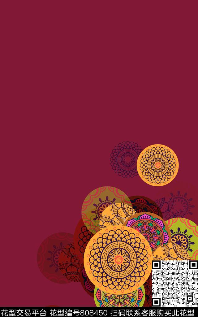 民族风定位独幅数码印花华亿平台下载（图片编号: 808450） - 瓦栏（Walan）