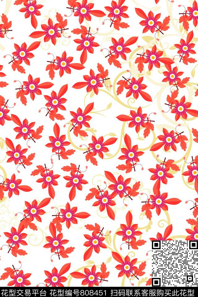 小碎花花朵花瓣传统印花华亿平台下载（图片编号: 808451） - 瓦栏（Walan）