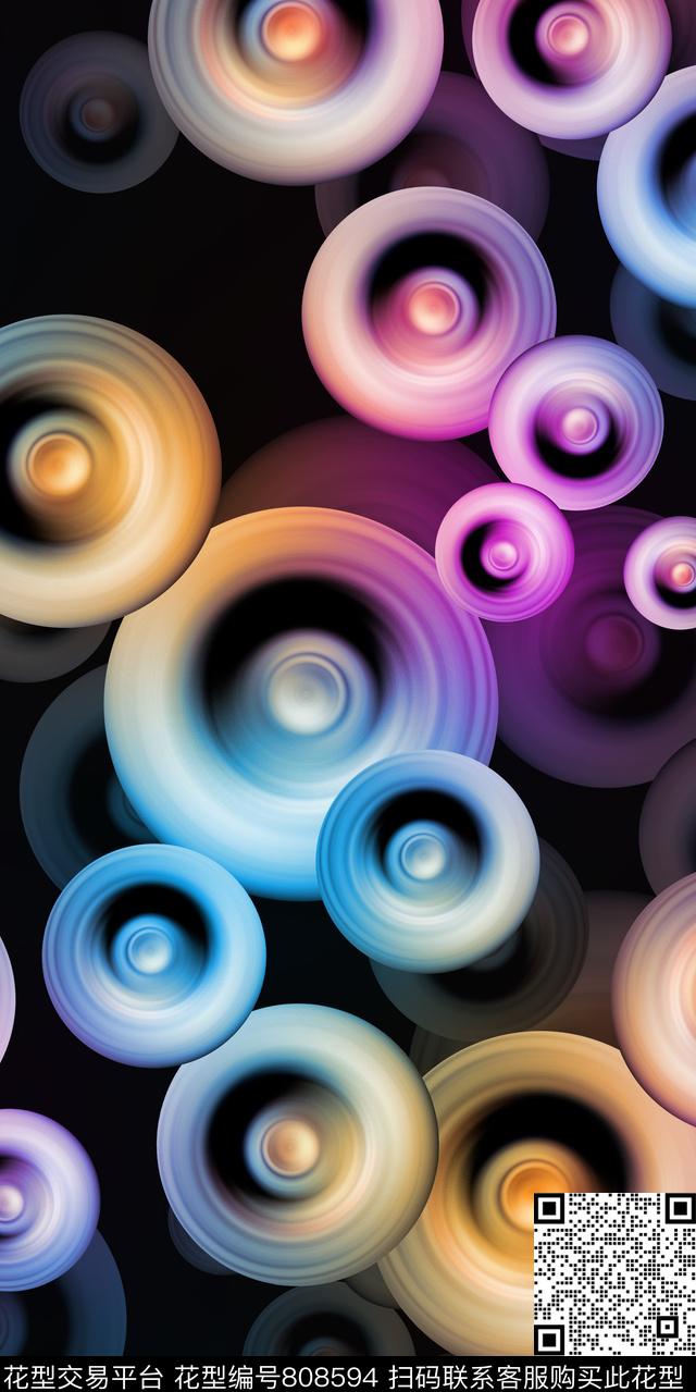 圆圈圆形色块数码印花华亿平台下载（图片编号: 808594） - 瓦栏（Walan）