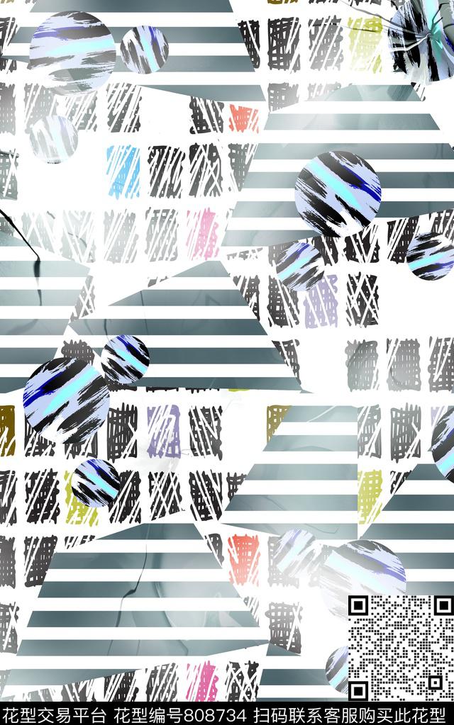 色块纹理条子数码印花华亿平台下载（图片编号: 808734） - 瓦栏（Walan）